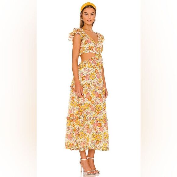 Cleobella Clara Cut Out Ankle Maxi Dress In Lucia Floral Size Large NWT - Picture 4 of 12